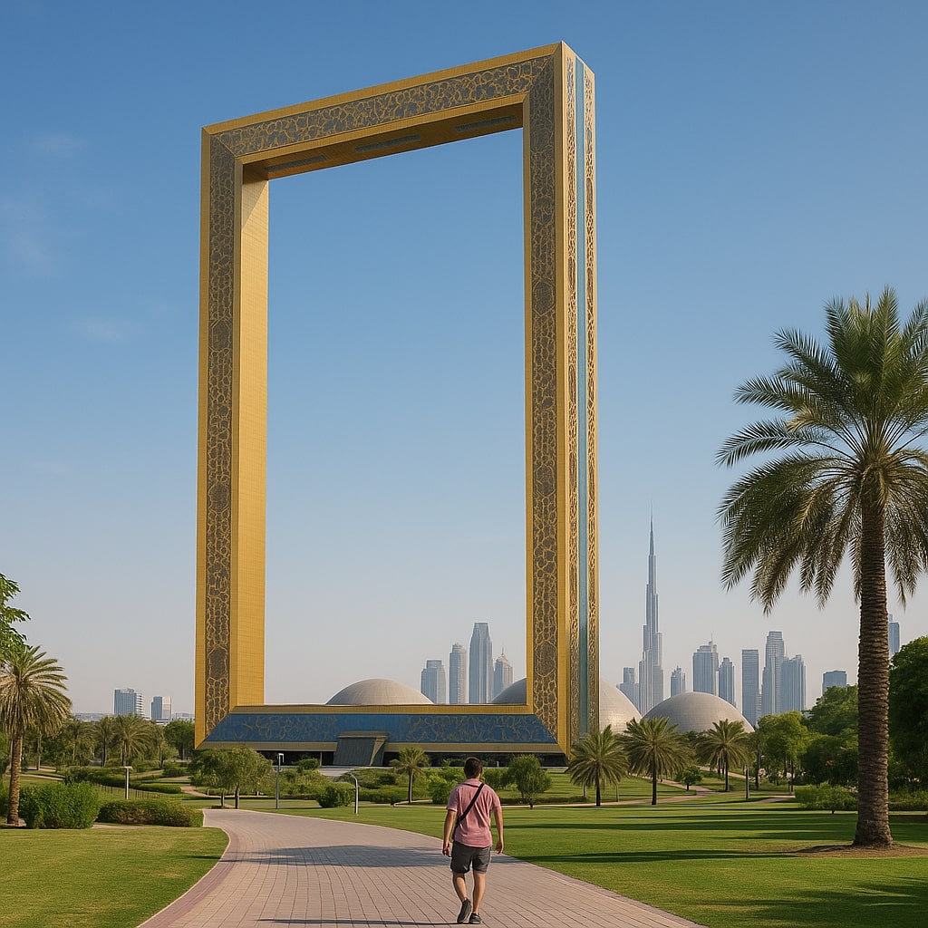 Dubai Frame with skyline