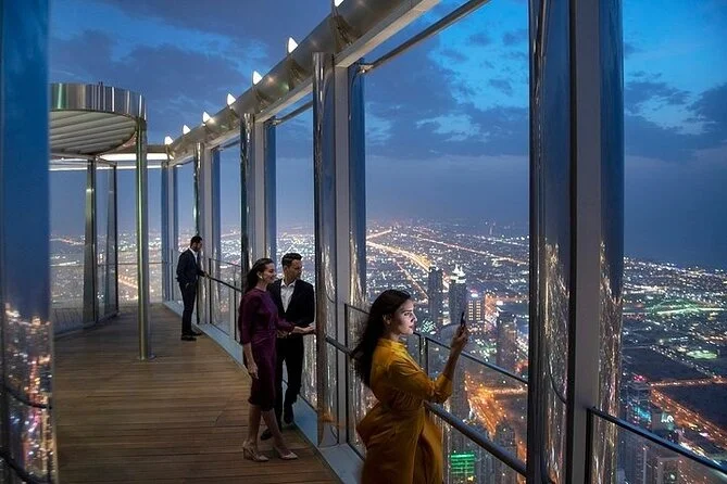 Luxury lounge view from Burj Khalifa SKY level 148 observation deck