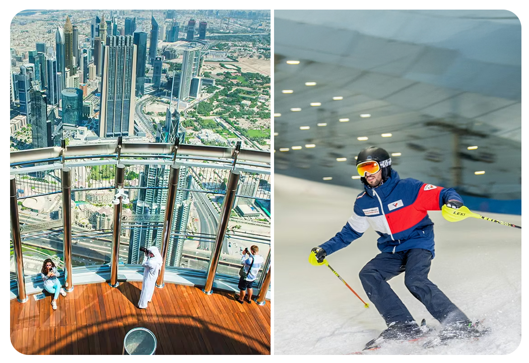 At The Top Burj Khalifa (124 Floor) Non-Prime Time + Ski Dubai Snow Fun